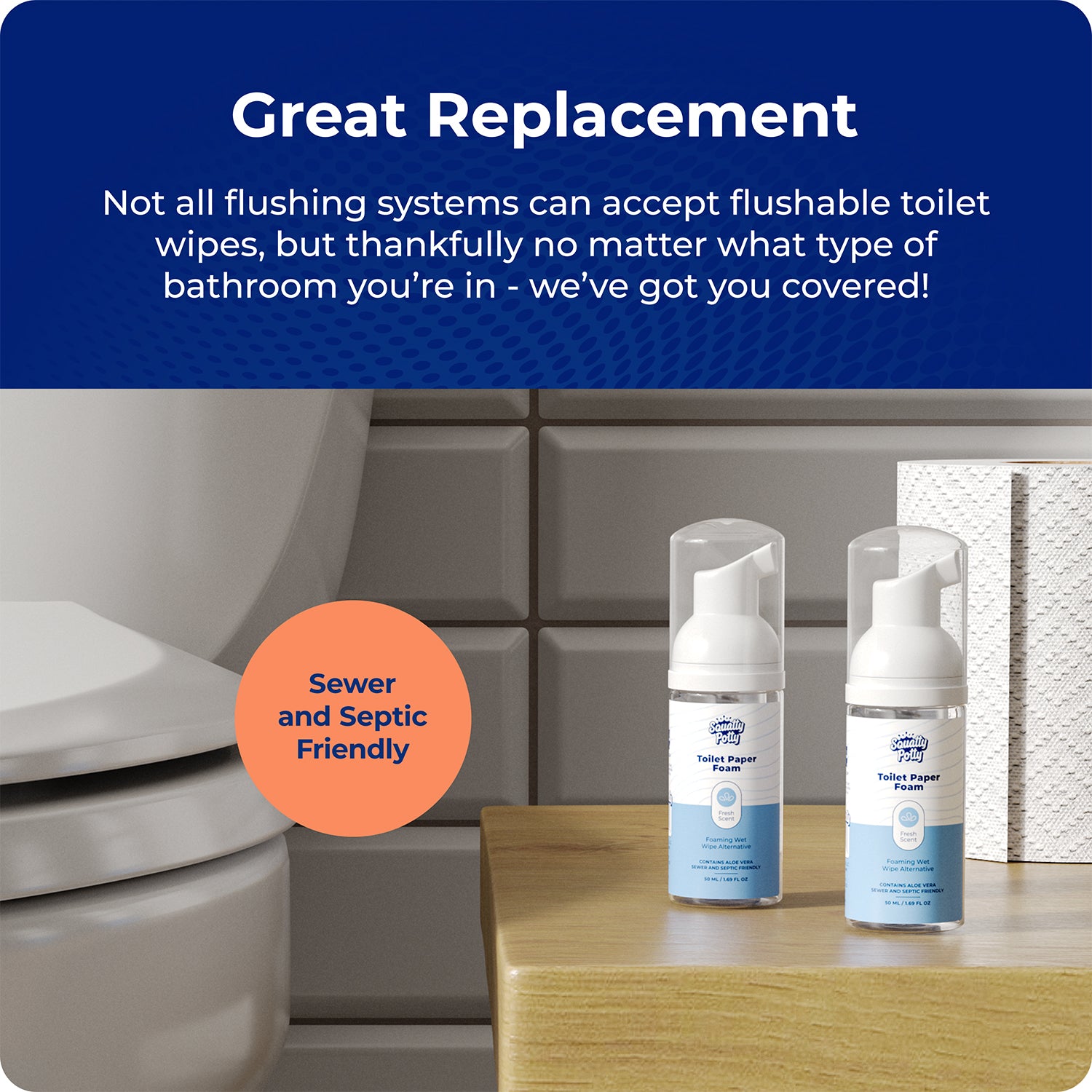 Squatty Potty Toilet Tissue Paper Foam Instant Wet Wipe Alternative - 2 Pack, 50 ml, 1.69 Fl Oz