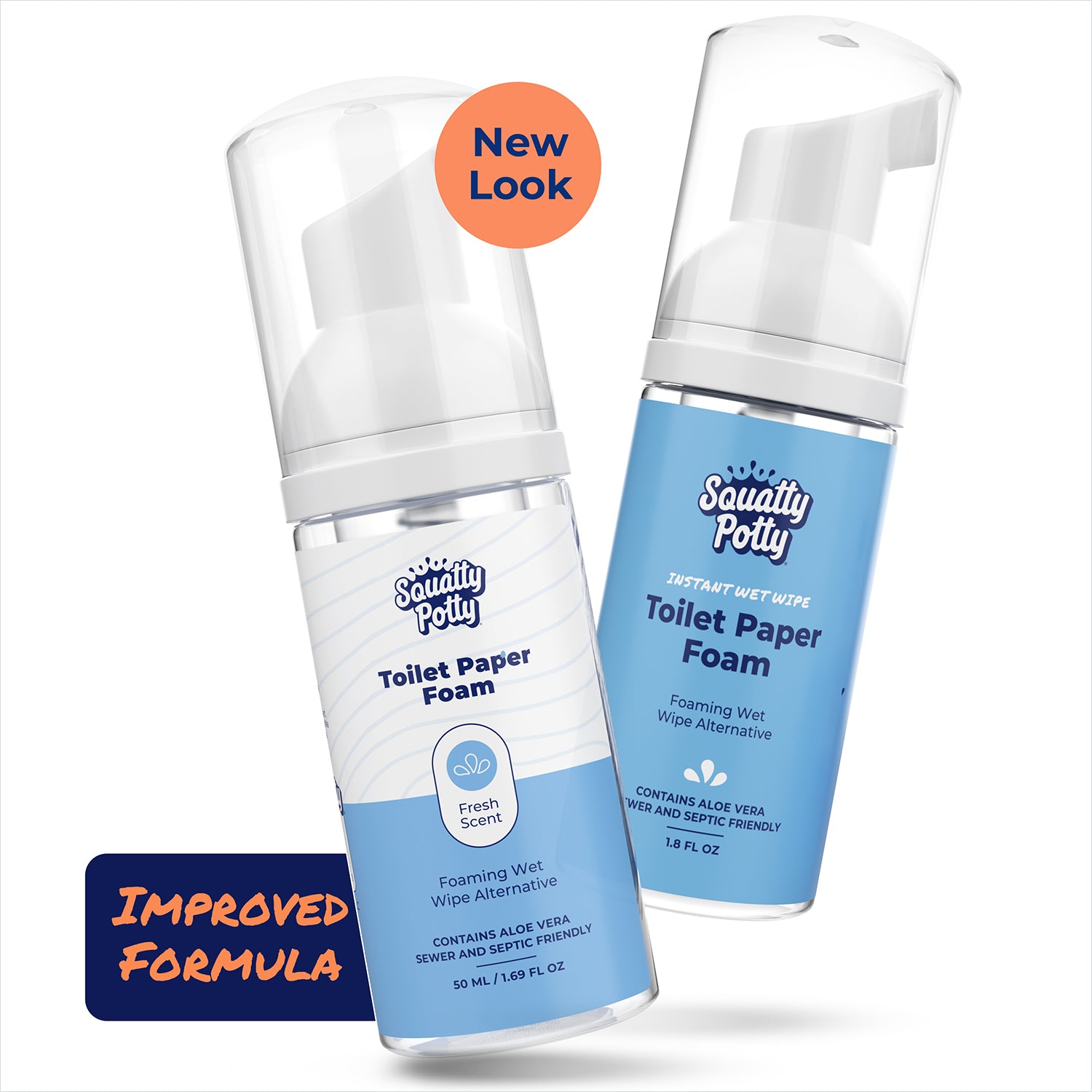 Squatty Potty Toilet Tissue Paper Foam Instant Wet Wipe Alternative - 2 Pack, 50 ml, 1.69 Fl Oz